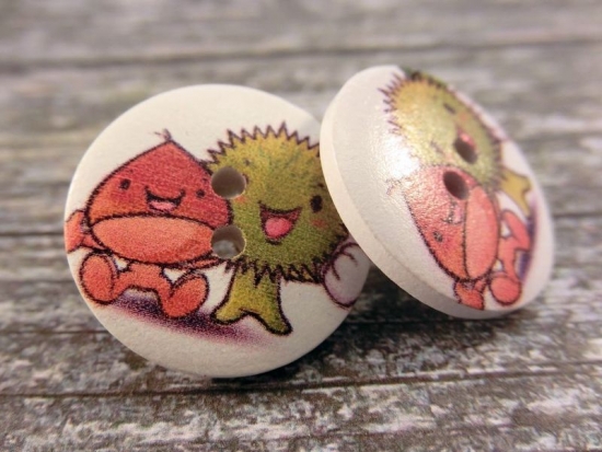 Preview: Kastanien Männchen Knopf Ohrstecker Holz Chestnut